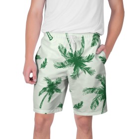 Мужские шорты 3D с принтом Пальмовый рай в Петрозаводске,  полиэстер 100% | прямой крой, два кармана без застежек по бокам. Мягкая трикотажная резинка на поясе, внутри которой широкие завязки. Длина чуть выше колен | 