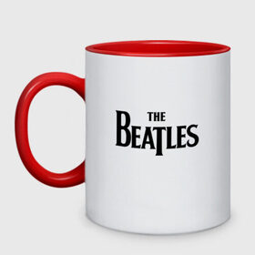 Кружка двухцветная с принтом The Beatles в Петрозаводске, керамика | объем — 330 мл, диаметр — 80 мм. Цветная ручка и кайма сверху, в некоторых цветах — вся внутренняя часть | the beatles | арт | бит | музыка | поп музыка | психоделический рок | рок | рок группа | рок н ролл | хард рок