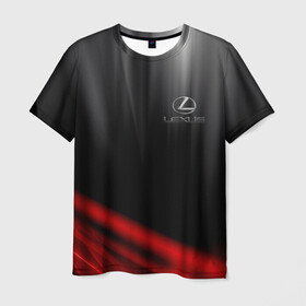 Мужская футболка 3D с принтом LEXUS. в Петрозаводске, 100% полиэфир | прямой крой, круглый вырез горловины, длина до линии бедер | Тематика изображения на принте: 2020 | auto | lexus | sport
 brand | авто | автомобильные | брэнд | классика | лексус | лого | логотип | марка | машины | следы от шин | спорт