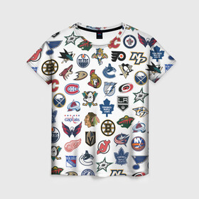 Женская футболка 3D с принтом Логотипы НХЛ в Петрозаводске, 100% полиэфир ( синтетическое хлопкоподобное полотно) | прямой крой, круглый вырез горловины, длина до линии бедер | capitals | nhl | penguins | pittsburgh | washington | блюз | бостон | брюинз | вашингтон | детройт | кэпиталз | логотипы нхл | нью йорк | пингвинз | питтсбург | рейнджерс | сан хосе шаркс | сент луис | тампа бэй