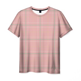 Мужская футболка 3D с принтом Шотландка Розовая в Петрозаводске, 100% полиэфир | прямой крой, круглый вырез горловины, длина до линии бедер | в клетку | в клеточку | классика | классические | клетка | клетчатые | красная клетка | шотландка | шотландская клетка