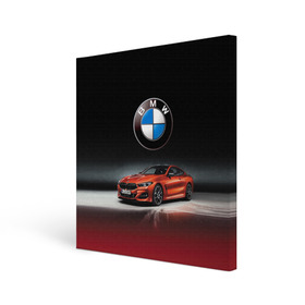 Холст квадратный с принтом BMW в Петрозаводске, 100% ПВХ |  | bmw | car | germany | prestige | red | автомобиль | бмв | германия | красный | престиж