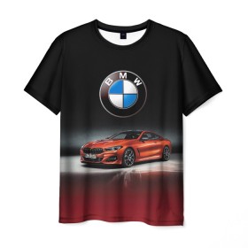 Мужская футболка 3D с принтом BMW в Петрозаводске, 100% полиэфир | прямой крой, круглый вырез горловины, длина до линии бедер | bmw | car | germany | prestige | red | автомобиль | бмв | германия | красный | престиж