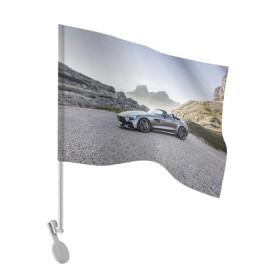 Флаг для автомобиля с принтом Mercedes V8 Biturbo в Петрозаводске, 100% полиэстер | Размер: 30*21 см | cabriolet | car | germany | mercedes | mountains | nature | v 8 biturbo | автомобиль | германия | горы | кабриолет | мерседес | природа