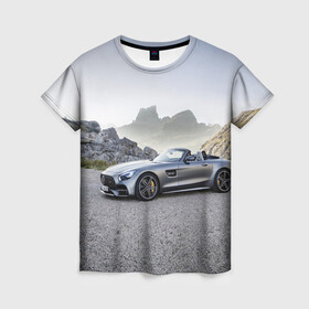 Женская футболка 3D с принтом Mercedes V8 Biturbo в Петрозаводске, 100% полиэфир ( синтетическое хлопкоподобное полотно) | прямой крой, круглый вырез горловины, длина до линии бедер | cabriolet | car | germany | mercedes | mountains | nature | v 8 biturbo | автомобиль | германия | горы | кабриолет | мерседес | природа