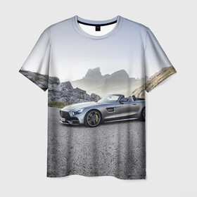 Мужская футболка 3D с принтом Mercedes V8 Biturbo в Петрозаводске, 100% полиэфир | прямой крой, круглый вырез горловины, длина до линии бедер | cabriolet | car | germany | mercedes | mountains | nature | v 8 biturbo | автомобиль | германия | горы | кабриолет | мерседес | природа
