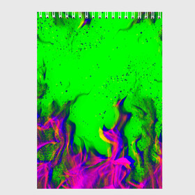 Скетчбук с принтом ОГОНЬ ГЛИТЧ в Петрозаводске, 100% бумага
 | 48 листов, плотность листов — 100 г/м2, плотность картонной обложки — 250 г/м2. Листы скреплены сверху удобной пружинной спиралью | abstraction | fire | flame | geometry | hexagon | neon | paints | stripes | texture | triangle | абстракция | брызги | геометрия | краски | неон | неоновый | огонь | соты | текстура