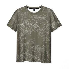 Мужская футболка 3D с принтом листья пальмы в Петрозаводске, 100% полиэфир | прямой крой, круглый вырез горловины, длина до линии бедер | casual | summer | летние | лето | пляжное | тренд | тропики