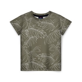 Детская футболка 3D с принтом листья пальмы в Петрозаводске, 100% гипоаллергенный полиэфир | прямой крой, круглый вырез горловины, длина до линии бедер, чуть спущенное плечо, ткань немного тянется | casual | summer | летние | лето | пляжное | тренд | тропики
