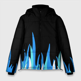 Мужская зимняя куртка 3D с принтом Синее пламя в Петрозаводске, верх — 100% полиэстер; подкладка — 100% полиэстер; утеплитель — 100% полиэстер | длина ниже бедра, свободный силуэт Оверсайз. Есть воротник-стойка, отстегивающийся капюшон и ветрозащитная планка. 

Боковые карманы с листочкой на кнопках и внутренний карман на молнии. | fire | flame | костёр | огонь | пламя | синее пламя | синий | узор
