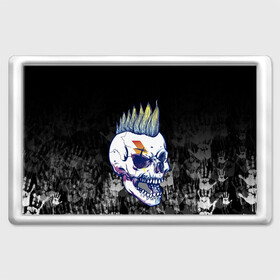 Магнит 45*70 с принтом Череп с ирокезы в Петрозаводске, Пластик | Размер: 78*52 мм; Размер печати: 70*45 | pank | rock | skull | ирокез | модная | модный | музыка | панк | рок | рокер | скелет | череп