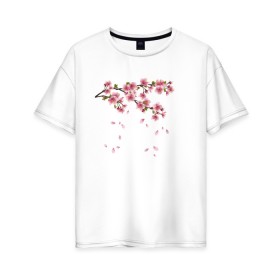 Женская футболка хлопок Oversize с принтом Весна 2020. в Петрозаводске, 100% хлопок | свободный крой, круглый ворот, спущенный рукав, длина до линии бедер
 | весенние картинки | весна | весна 2020 | зелнь | прекрасное время года | прикольные картинки | природа | птицы | тюльпаны | цветы