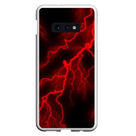 Чехол для Samsung S10E с принтом МОЛНИЯ RED NEON в Петрозаводске, Силикон | Область печати: задняя сторона чехла, без боковых панелей | гроза | гром | молния | небо | неон | неоновый | ночь | природа | разряд | текстура | ток | электричество | яркий