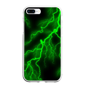 Чехол для iPhone 7Plus/8 Plus матовый с принтом МОЛНИЯ GREEN NEON в Петрозаводске, Силикон | Область печати: задняя сторона чехла, без боковых панелей | гроза | гром | молния | небо | неон | неоновый | ночь | природа | разряд | текстура | ток | электричество | яркий