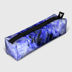 Пенал 3D с принтом МОЛНИЯ BLUE в Петрозаводске, 100% полиэстер | плотная ткань, застежка на молнии | гроза | гром | молния | небо | неон | неоновый | ночь | огонь | пламя | природа | разряд | текстура | ток | электричество | яркий