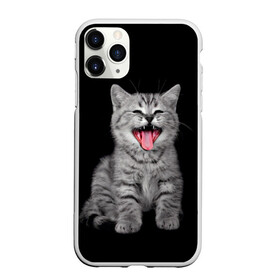 Чехол для iPhone 11 Pro Max матовый с принтом Кричащий кот в Петрозаводске, Силикон |  | Тематика изображения на принте: животные | звери | зевающий кот | кися | кот | котенок | котики | коты | кричащий кот | минимализм | питомцы | прикольные картинки