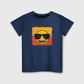 Детская футболка хлопок с принтом Крутой Эмодзи в Петрозаводске, 100% хлопок | круглый вырез горловины, полуприлегающий силуэт, длина до линии бедер | deal with it | emoji | emojico | в очках | весенний | довольный | крутой | крутой смайлик | летний | мем | смайл | смайлик | смайлик в очках | счастливый | эмоджи | эмодзи | эмодзи смс