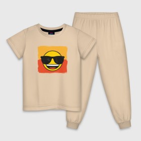 Детская пижама хлопок с принтом Крутой Эмодзи в Петрозаводске, 100% хлопок |  брюки и футболка прямого кроя, без карманов, на брюках мягкая резинка на поясе и по низу штанин
 | deal with it | emoji | emojico | в очках | весенний | довольный | крутой | крутой смайлик | летний | мем | смайл | смайлик | смайлик в очках | счастливый | эмоджи | эмодзи | эмодзи смс