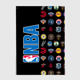 Постер с принтом NBA (Team Logos 1) в Петрозаводске, 100% бумага
 | бумага, плотность 150 мг. Матовая, но за счет высокого коэффициента гладкости имеет небольшой блеск и дает на свету блики, но в отличии от глянцевой бумаги не покрыта лаком | ball | basketball | sport | streetball | баскетбол | мяч | нба | спорт | стритбол