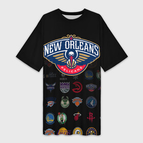 Платье-футболка 3D с принтом New Orleans Pelicans (1) в Петрозаводске,  |  | Тематика изображения на принте: ball | basketball | new orleans pelicans | pelicans | sport | streetball | баскетбол | мяч | нба | пеликанс | спорт | стритбол