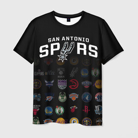 Мужская футболка 3D с принтом San Antonio Spurs (2) в Петрозаводске, 100% полиэфир | прямой крой, круглый вырез горловины, длина до линии бедер | ball | basketball | sport | spurs | streetball | баскетбол | мяч | нба | спёрс | спорт | стритбол