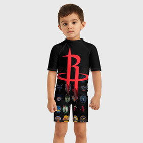 Детский купальный костюм 3D с принтом Houston Rockets (2) в Петрозаводске, Полиэстер 85%, Спандекс 15% | застежка на молнии на спине | Тематика изображения на принте: ball | basketball | houston rockets | sport | streetball | баскетбол | мяч | нба | спорт | стритбол | хьюстон рокетс