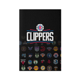 Обложка для паспорта матовая кожа с принтом Los Angeles Clippers (2) в Петрозаводске, натуральная матовая кожа | размер 19,3 х 13,7 см; прозрачные пластиковые крепления | ball | basketball | clippers | sport | streetball | баскетбол | клипперс | мяч | нба | спорт | стритбол