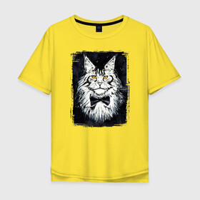 Мужская футболка хлопок Oversize с принтом Hello kittys! в Петрозаводске, 100% хлопок | свободный крой, круглый ворот, “спинка” длиннее передней части | акварельный | арт | галстук бабочка | глаза | кот | коты | котяра | кошка | крутая рисунок | мейнкун | мейнкуны | мех | мэйн кун | портрет | рисованный | скетч | стильная | чёрный