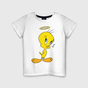 Детская футболка хлопок с принтом Твити в Петрозаводске, 100% хлопок | круглый вырез горловины, полуприлегающий силуэт, длина до линии бедер | looney tunes | tweety | vdzabma | луни тюнз | твити