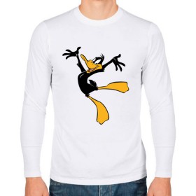 Мужской лонгслив хлопок с принтом Даффи Дак в Петрозаводске, 100% хлопок |  | daffy duck | looney tunes | vdzabma | даффи дак | луни тюнз