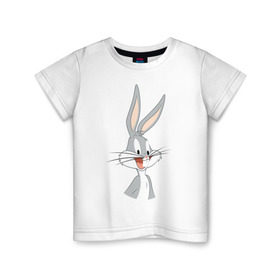 Детская футболка хлопок с принтом Багз Банни в Петрозаводске, 100% хлопок | круглый вырез горловины, полуприлегающий силуэт, длина до линии бедер | bugs bunny | looney tunes | vdzabma | багз банни | луни тюнз