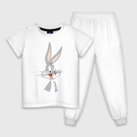 Детская пижама хлопок с принтом Багз Банни в Петрозаводске, 100% хлопок |  брюки и футболка прямого кроя, без карманов, на брюках мягкая резинка на поясе и по низу штанин
 | bugs bunny | looney tunes | vdzabma | багз банни | луни тюнз