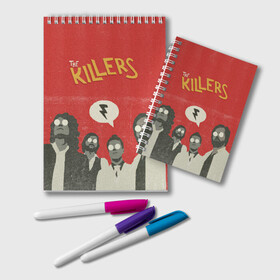 Блокнот с принтом The Killers в Петрозаводске, 100% бумага | 48 листов, плотность листов — 60 г/м2, плотность картонной обложки — 250 г/м2. Листы скреплены удобной пружинной спиралью. Цвет линий — светло-серый
 | Тематика изображения на принте: the killers | инди рок | музыка | рок | рок группа