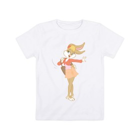 Детская футболка хлопок с принтом Лола Банни в Петрозаводске, 100% хлопок | круглый вырез горловины, полуприлегающий силуэт, длина до линии бедер | lola bunny | looney tunes | vdzabma | лола банни | луни тюнз