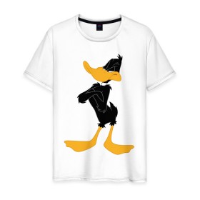 Мужская футболка хлопок с принтом Даффи Дак в Петрозаводске, 100% хлопок | прямой крой, круглый вырез горловины, длина до линии бедер, слегка спущенное плечо. | Тематика изображения на принте: daffy duck | looney tunes | vdzabma | даффи дак | луни тюнз