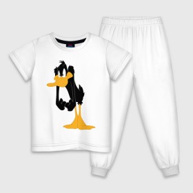 Детская пижама хлопок с принтом Даффи Дак в Петрозаводске, 100% хлопок |  брюки и футболка прямого кроя, без карманов, на брюках мягкая резинка на поясе и по низу штанин
 | daffy duck | looney tunes | vdzabma | даффи дак | луни тюнз