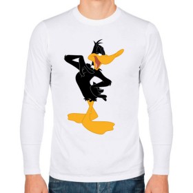 Мужской лонгслив хлопок с принтом Даффи Дак в Петрозаводске, 100% хлопок |  | daffy duck | looney tunes | vdzabma | даффи дак | луни тюнз