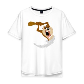 Мужская футболка хлопок Oversize с принтом Таз в Петрозаводске, 100% хлопок | свободный крой, круглый ворот, “спинка” длиннее передней части | looney tunes | tasmanian devil | taz | vdzabma | луни тюнз | таз | тасманский дьявол