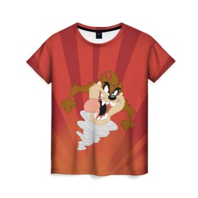 Женская футболка 3D с принтом Таз в Петрозаводске, 100% полиэфир ( синтетическое хлопкоподобное полотно) | прямой крой, круглый вырез горловины, длина до линии бедер | looney tunes | tasmanian devil | taz | vdzabma | луни тюнз | таз | тасманский дьявол