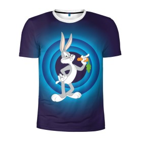 Мужская футболка 3D спортивная с принтом Багз Банни в Петрозаводске, 100% полиэстер с улучшенными характеристиками | приталенный силуэт, круглая горловина, широкие плечи, сужается к линии бедра | bugs bunny | looney tunes | vdzabma | багз банни | луни тюнз