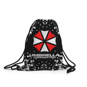 Рюкзак-мешок 3D с принтом Umbrella Corporation. в Петрозаводске, 100% полиэстер | плотность ткани — 200 г/м2, размер — 35 х 45 см; лямки — толстые шнурки, застежка на шнуровке, без карманов и подкладки | resident evil | umbrella corporation | амбрелла | амбрелла корпорейшн | вирус | вымышленная военная и фармацевтическая корпорация | игра | умбрелла