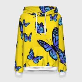 Женская толстовка 3D с принтом БАБОЧКИ в Петрозаводске, 100% полиэстер  | двухслойный капюшон со шнурком для регулировки, мягкие манжеты на рукавах и по низу толстовки, спереди карман-кенгуру с мягким внутренним слоем. | animals | blue | butterflies | game | insects | life is strange | moth | wings | бабочки | животные | игра | крылья | мотылек | насекомые