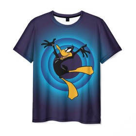 Мужская футболка 3D с принтом Даффи Дак в Петрозаводске, 100% полиэфир | прямой крой, круглый вырез горловины, длина до линии бедер | daffy duck | looney tunes | vdzabma | даффи дак | луни тюнз