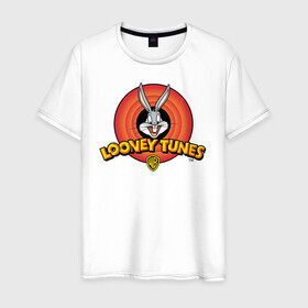 Мужская футболка хлопок с принтом Багз Банни в Петрозаводске, 100% хлопок | прямой крой, круглый вырез горловины, длина до линии бедер, слегка спущенное плечо. | bugs bunny | looney tunes | vdzabma | багз банни | луни тюнз