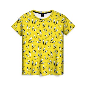 Женская футболка 3D с принтом Твити в Петрозаводске, 100% полиэфир ( синтетическое хлопкоподобное полотно) | прямой крой, круглый вырез горловины, длина до линии бедер | looney tunes | tweety | vdzabma | луни тюнз | твити