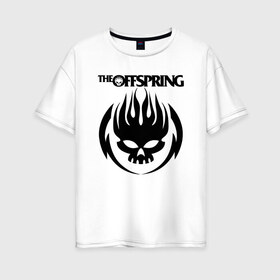 Женская футболка хлопок Oversize с принтом THE OFFSPRING в Петрозаводске, 100% хлопок | свободный крой, круглый ворот, спущенный рукав, длина до линии бедер
 | america | offspring | the offspring | usa | америка | атом уиллард | грег к | декстер холланд | джеймс лилья | нудлс | огонь | офспринг | оффспринг | пит парада | пламя | рон уэлти | сша | череп