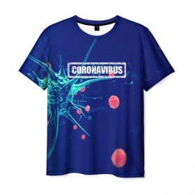 Мужская футболка 3D с принтом CORONAVIRUS в Петрозаводске, 100% полиэфир | прямой крой, круглый вырез горловины, длина до линии бедер | covid 19 | molecule | абстракция | клетки | коронавирус | медицина | микробы | молекулы | наука | нейрон | нейроны | текстура | текстуры | формула
