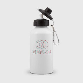 Бутылка спортивная с принтом BBT BENZO GANG в Петрозаводске, металл | емкость — 500 мл, в комплекте две пластиковые крышки и карабин для крепления | bbt | benzo | benzo gang | big baby tape | ббт | бензо