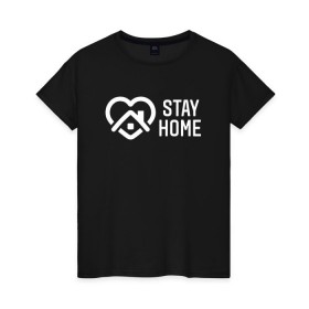 Женская футболка хлопок с принтом INSTAGRAM (STAY HOME). в Петрозаводске, 100% хлопок | прямой крой, круглый вырез горловины, длина до линии бедер, слегка спущенное плечо | instagram | stay home | дистанция | инстаграм | логотип | лучше дома | остаться дома | сиди дома