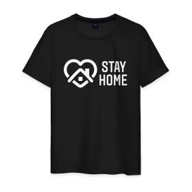 Мужская футболка хлопок с принтом INSTAGRAM (STAY HOME). в Петрозаводске, 100% хлопок | прямой крой, круглый вырез горловины, длина до линии бедер, слегка спущенное плечо. | Тематика изображения на принте: instagram | stay home | дистанция | инстаграм | логотип | лучше дома | остаться дома | сиди дома